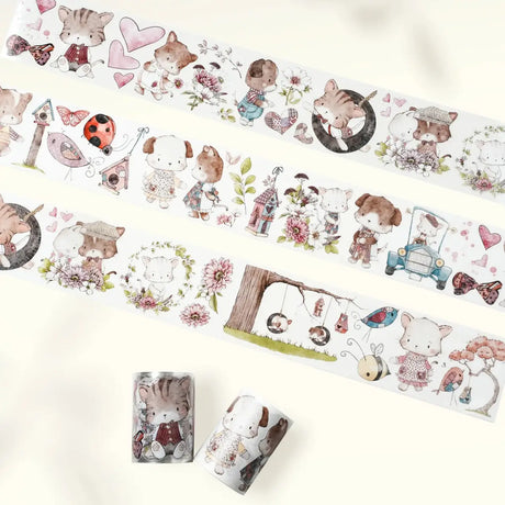 Sticker Washi Tape - Pre - cut - Whisker Connection - 60 mm från Washi Tape Shop. Stickers på rulle med hundar och katter - Tidformera