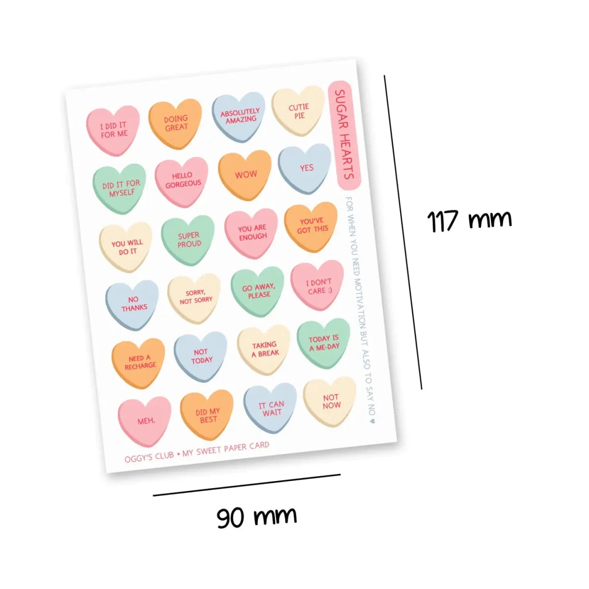 Stickers - A6 - Oggy's Club - Candy Hearts - 2 - My Sweet Paper Card - Tidformera