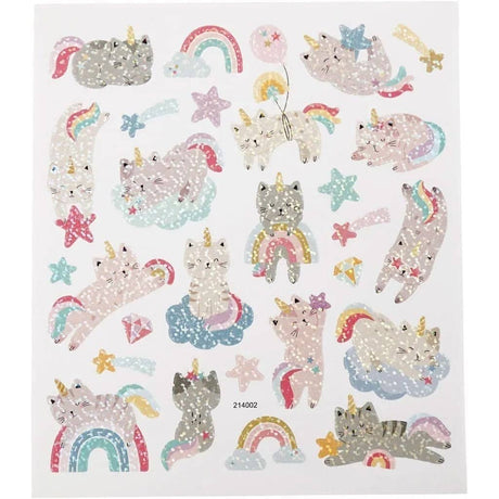 Stickers Creotime Djur - Katter unicorn från Creotime. Klistermärken med katter som förvandlats till enhörningar. Tidformera