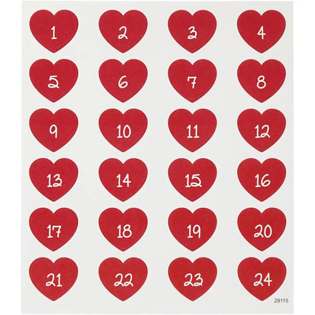 Stickers Creotime Jul - Advent numbers - Hjärtan - 2 - Creotime - Tidformera