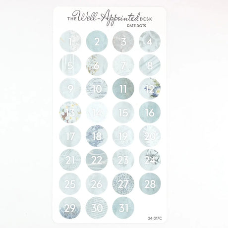 Stickers - Date Dots - Blue - 1 - The Well-Appointed Desk - Tidformera