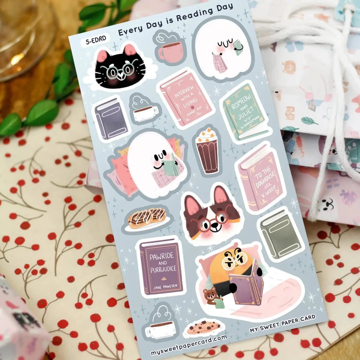 Stickers - Every Day Is Reading Day - 2 - My Sweet Paper Card - Tidformera