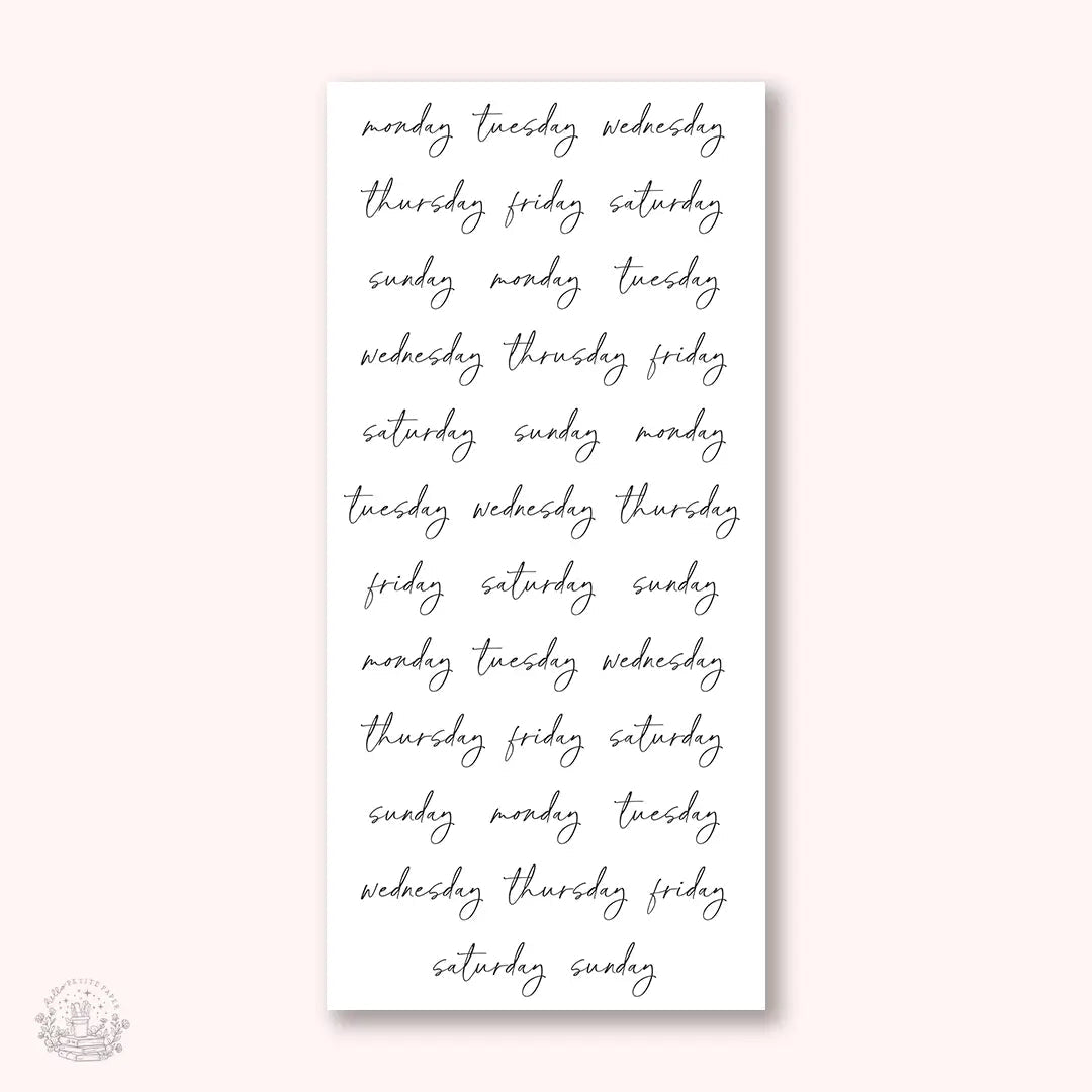 Stickers Kalender - Week - Small Script - 1 - Hello Petite Paper - Tidformera