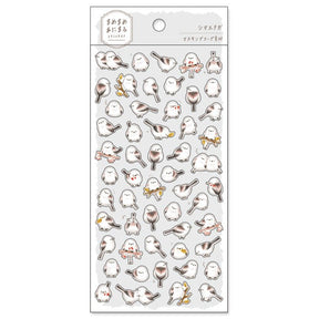 Stickers Mame - Mame - Animal Sticker - Shimaenaga från Mind Wave. Ett ark med klistermärken med vita fåglar på.  - Tidformera