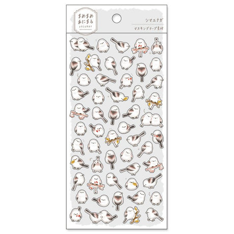 Stickers Mame - Mame - Animal Sticker - Shimaenaga från Mind Wave. Ett ark med klistermärken med vita fåglar på.  - Tidformera