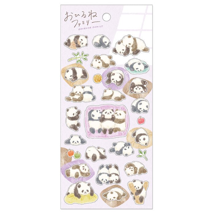 Stickers Ohirune family sticker - Sasamura family från Mind Wave. Ett ark med klistermärken där motivet är pandor. - Tidformera