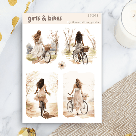 Stickers - Penpaling Paula - Girls & bikes - 1 - Penpaling Paula - Tidformera