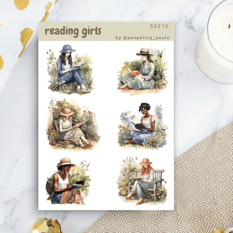 Stickers - Penpaling Paula - Reading girls - 1 - Penpaling Paula - Tidformera