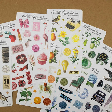 Stickers - Retro Rainbow Collection - Radiant Red - 2 - The Well-Appointed Desk - Tidformera