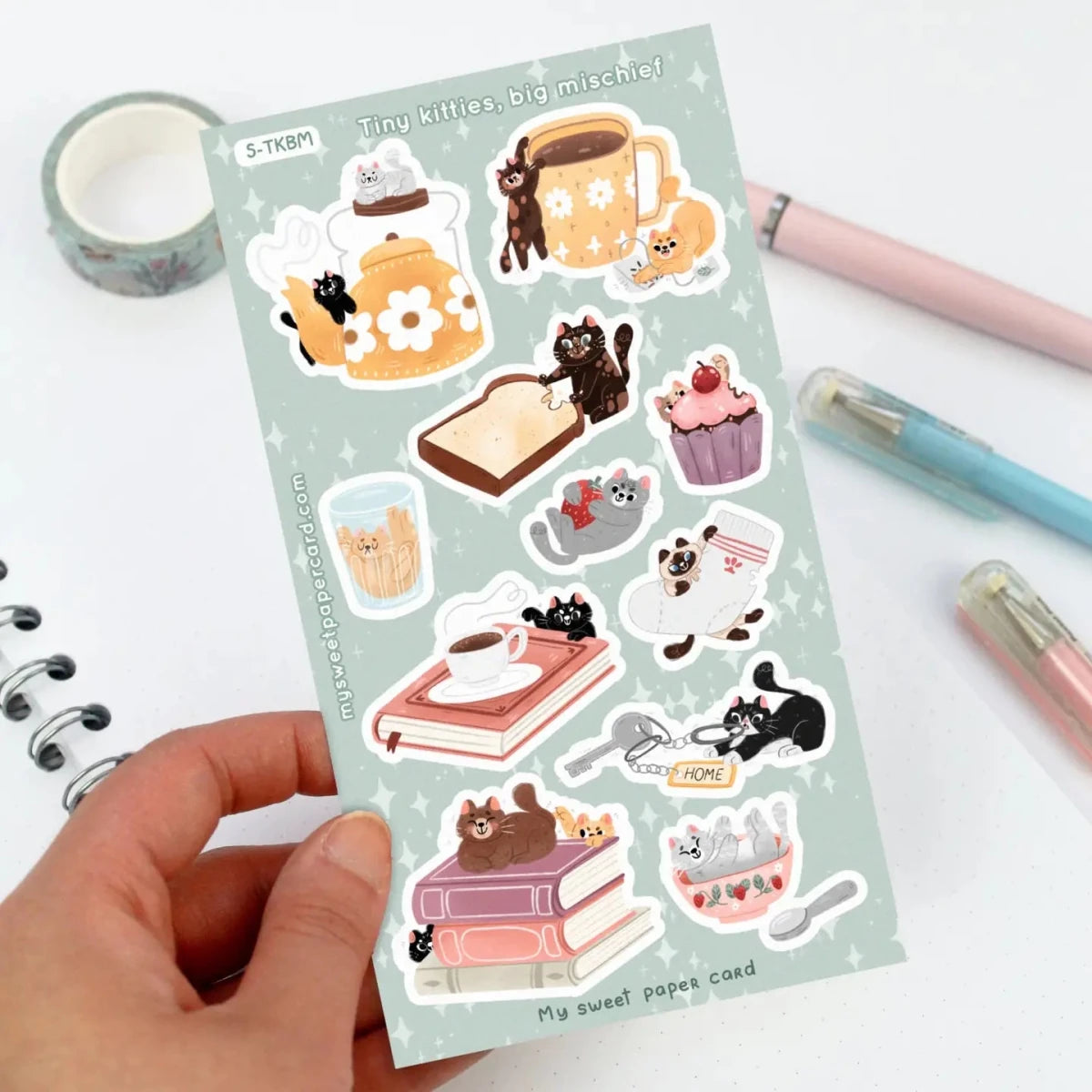 Stickers - Tiny Kitties, Big Mischief - 1 - My Sweet Paper Card - Tidformera
