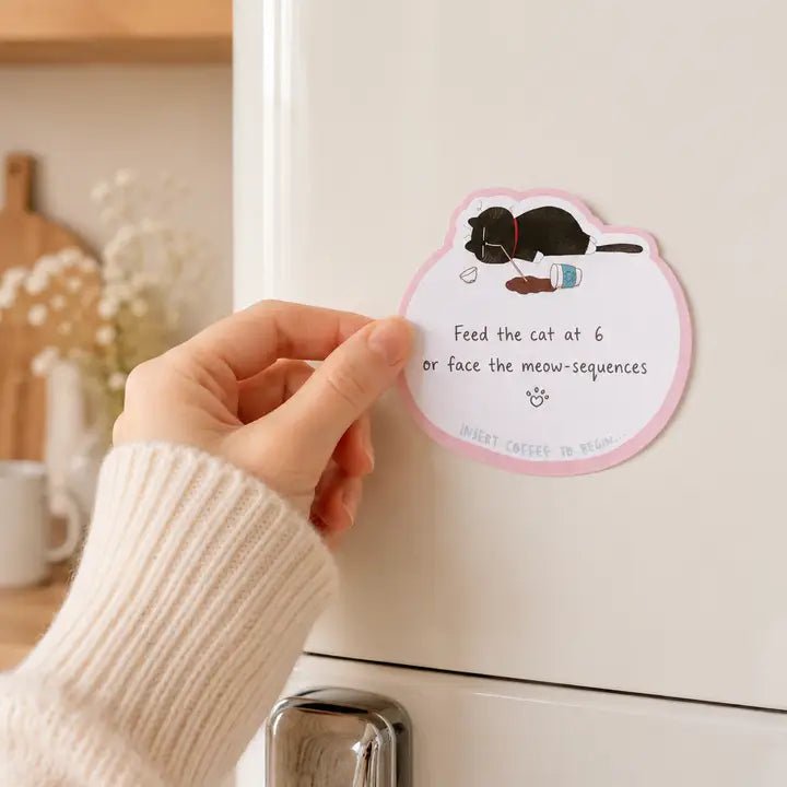 Sticky Notes - Mocha cat - Insert coffee to begin... - 3 - Moonaries illo - Tidformera