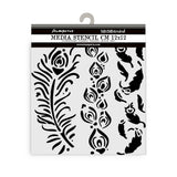 Thick Stencil 12 x 12 cm - Masquerade - Feathers - 2 - Stamperia - Tidformera