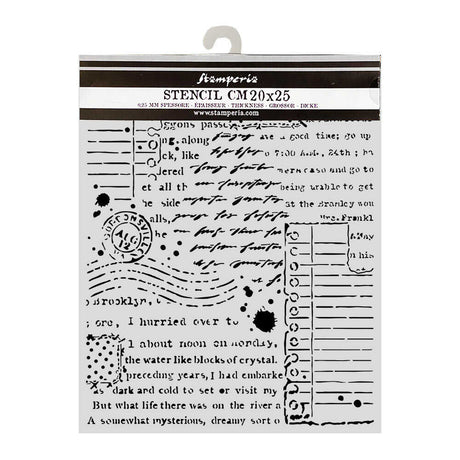 Thick Stencil 12 x 25 cm - Cozy Family - Letters - 1 - Stamperia - Tidformera