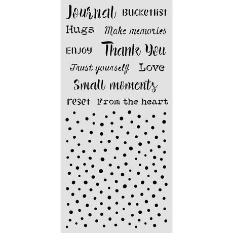 Thick Stencil 12 x 25 cm - Cozy Family - Writings and Dots - 2 - Stamperia - Tidformera