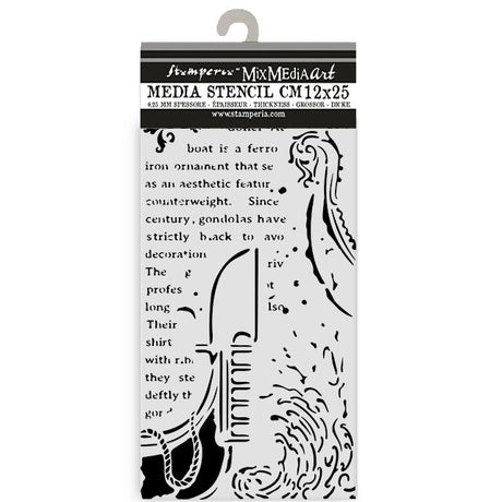Thick Stencil 12 x 25 cm - Venice City of Art - Gondola - 1 - Stamperia - Tidformera