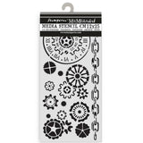 Thick Stencil 12 x 25 cm - Voyages Fantastiques - Mechanisms - 1 - Stamperia - Tidformera