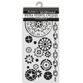 Thick Stencil 12 x 25 cm - Voyages Fantastiques - Mechanisms - 1 - Stamperia - Tidformera