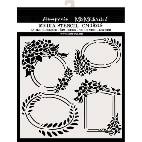 Thick Stencil 18 x 18 cm - Labels - 1 - Stamperia - Tidformera