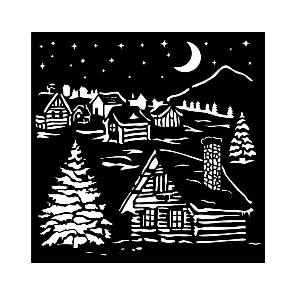 Thick Stencil 18 x 18 cm - The Owl's House - Cottage - 2 - Stamperia - Tidformera