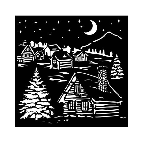 Thick Stencil 18 x 18 cm - The Owl's House - Cottage - 2 - Stamperia - Tidformera