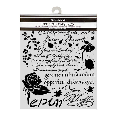 Thick Stencil 20 x 25 cm - Flowers and Poems - Latin Inspirations - 1 - Stamperia - Tidformera