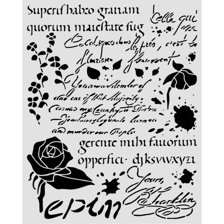 Thick Stencil 20 x 25 cm - Flowers and Poems - Latin Inspirations - 2 - Stamperia - Tidformera