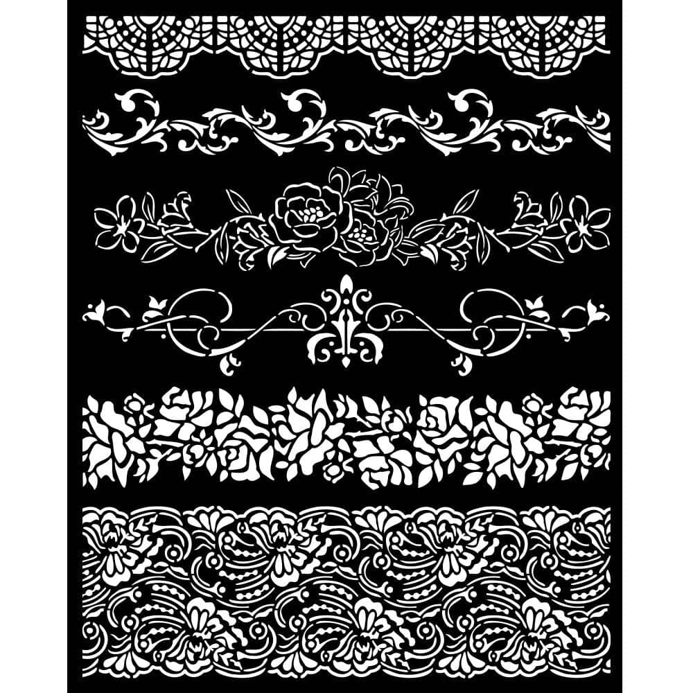 Thick Stencil 20 x 25 cm - Romance Forever - Borders - 1 - Stamperia - Tidformera