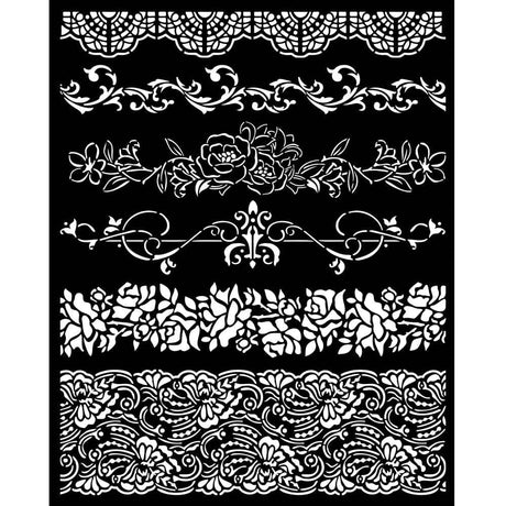 Thick Stencil 20 x 25 cm - Romance Forever - Borders - 1 - Stamperia - Tidformera
