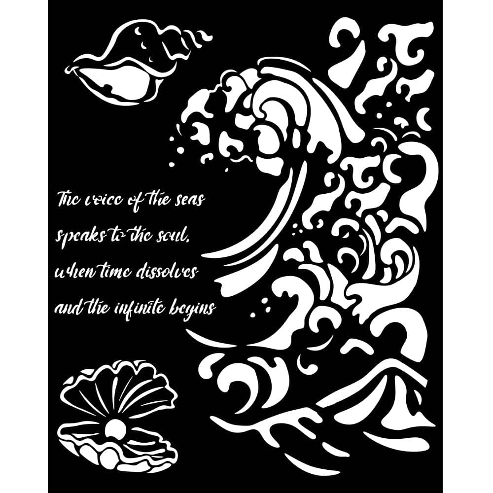 Thick Stencil 20 x 25 cm - Silent Sea - Wave and Shell - 2 - Stamperia - Tidformera