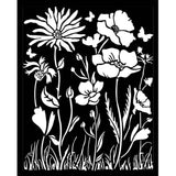 Thick Stencil 20 x 25 cm Atelier - Poppy and Flower - 1 - Stamperia - Tidformera