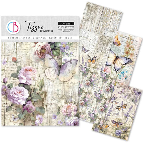 Tissue paper - A4 6 - pack - Whimsical Butterflies - 1 - Ciao Bella - Tidformera