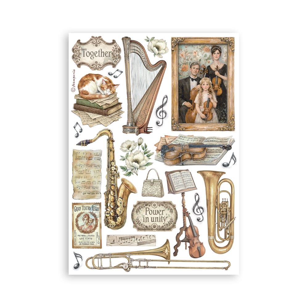 Washi pad - Symphony - 7 - Stamperia - Tidformera