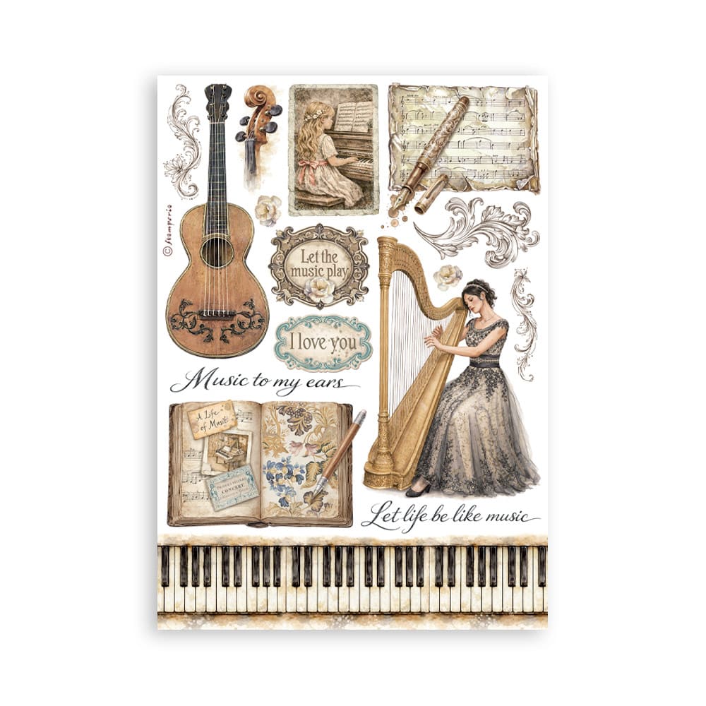 Washi pad - Symphony - 4 - Stamperia - Tidformera