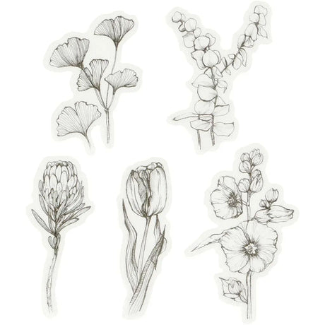 Washi Stickers Creotime - Svart/vita blommor - 4 - Creotime - Tidformera