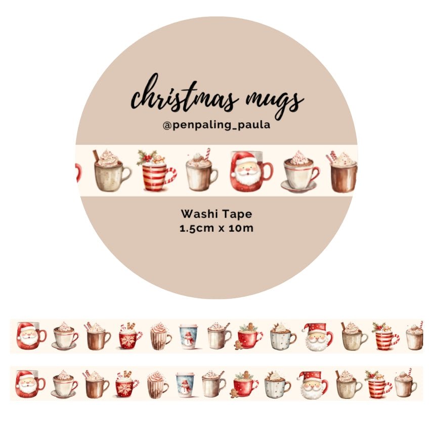 Washi tape 15 mm - Penpaling Paula - Christmas Mugs - 1 - Penpaling Paula - Tidformera