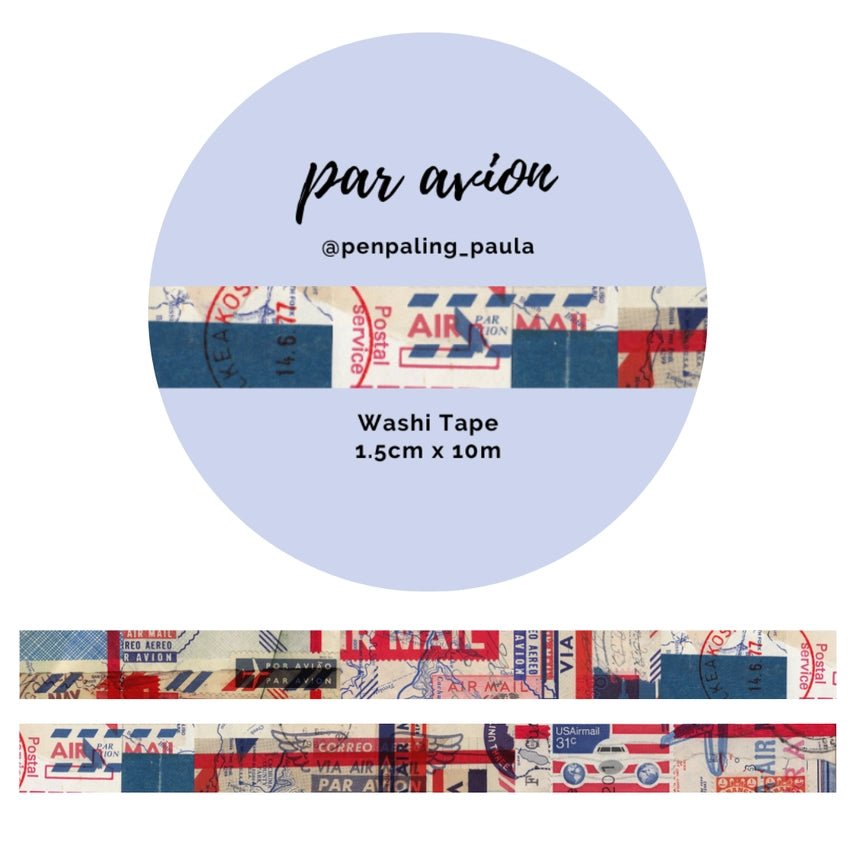 Washi tape 15 mm - Penpaling Paula - Par Avion - 1 - Penpaling Paula - Tidformera