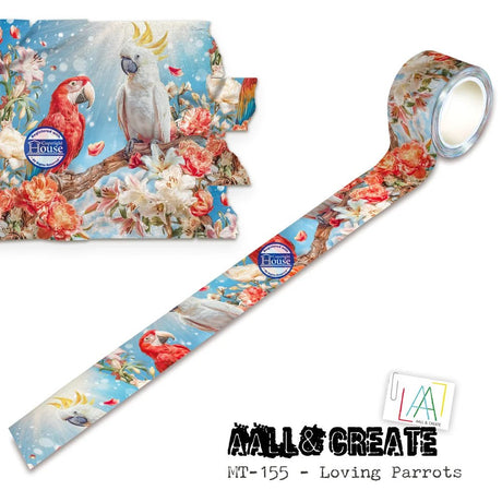 Washi tape 155 Autour de Mwa - Loving Parrots - 1 - Aall & Create - Tidformera