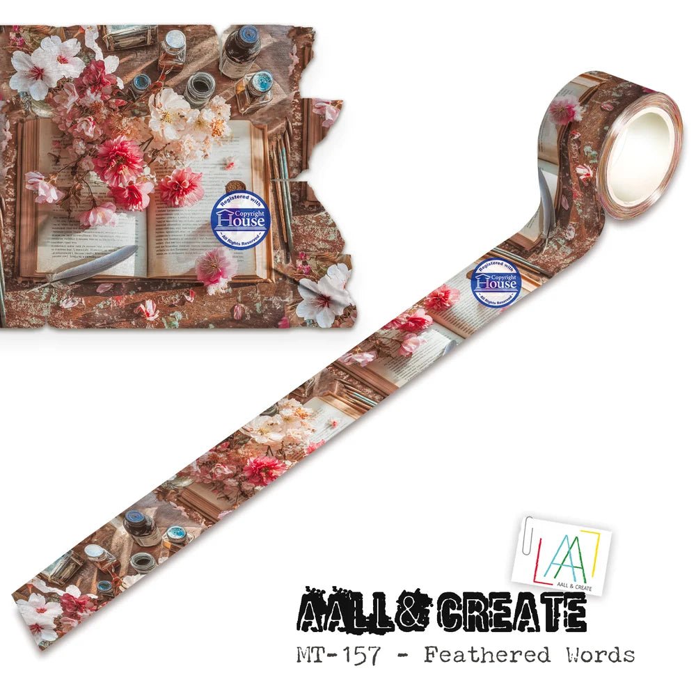 Washi tape 157 Autour de Mwa - Feathered Words - 1 - Aall & Create - Tidformera