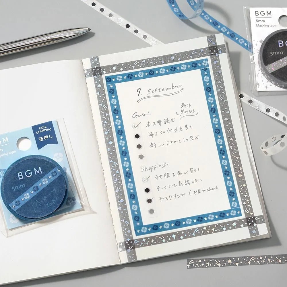 Washi Tape 5 mm - Night Blooming Flowers - 3 - BGM - Tidformera