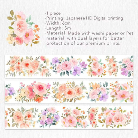 Washi tape - 60 mm - Flower Corridor - 5 - Washi Tape Shop - Tidformera