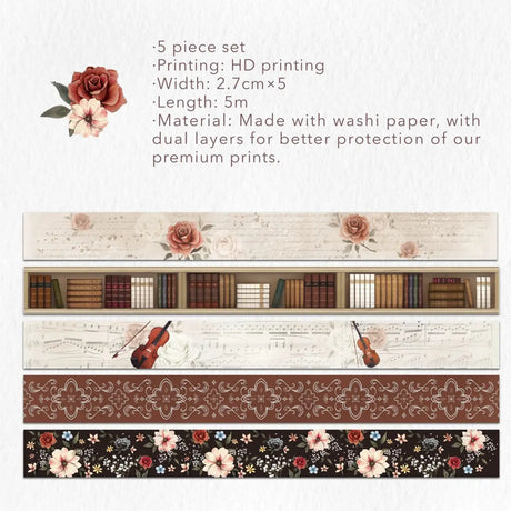 Washi tape Academia 5 - pack - 14 - Washi Tape Shop - Tidformera