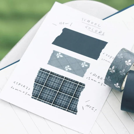 Washi tape Color Check 3 - pack - Smoke Blue - 3 - BGM - Tidformera