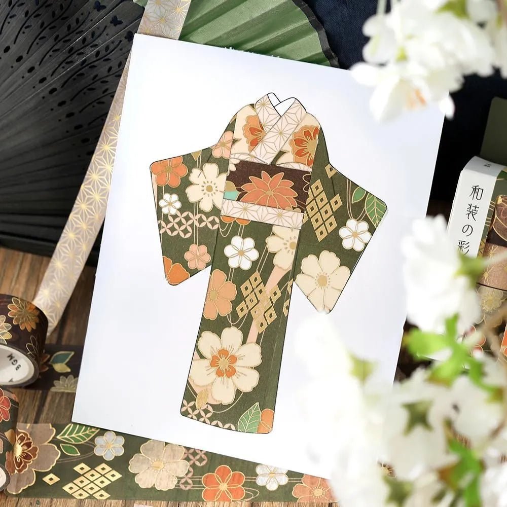 Washi tape Color of japanese clothing 3 - pack - Dark Green - 4 - BGM - Tidformera