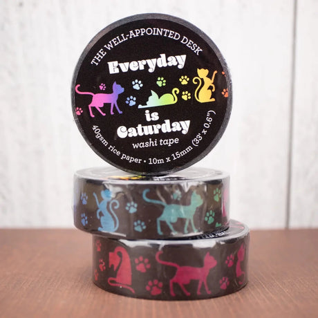 Washi tape - Everyday Is Caturday - Rainbow Cats - 3 - The Well-Appointed Desk - Tidformera