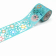 Washi Tape Fab Die Cut - Cutout flower från MT masking tape. En utrullad dekorationstejp. Det är utstansade motiv med blommor och löv. Tejpen är turkos.  - Tidformera