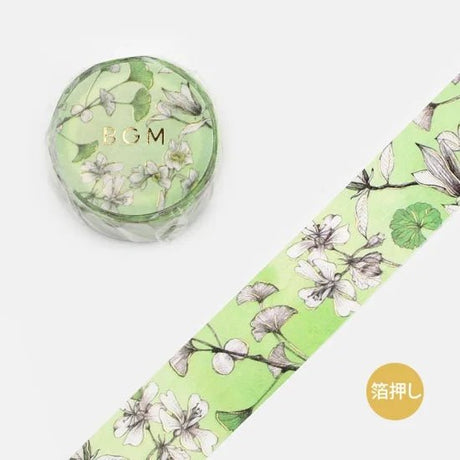 Ljusgrön dekorationstejp med blommor. Washi tape Margin - Green från BGM - Tidformera
