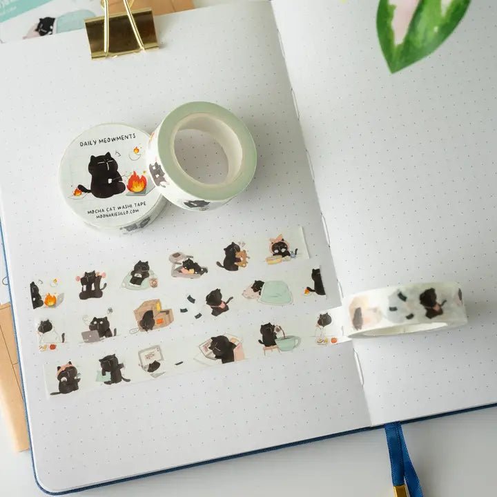 Washi tape Mocha - Daily Meowments - 3 - Moonaries illo - Tidformera