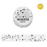 Svart och vit dekorationstejp med
stjärnor.Washi tape Monotone - Starry skyfrån BGM - Tidformera 