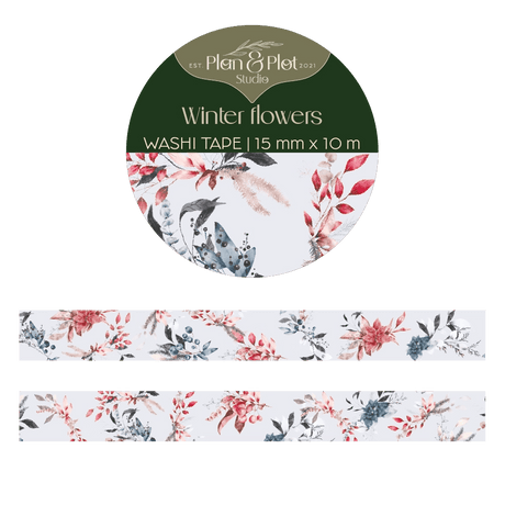 Washi tape Plan & Plot - 15 mm - Winter flowers - 1 - Plan & Plot Studio - Tidformera