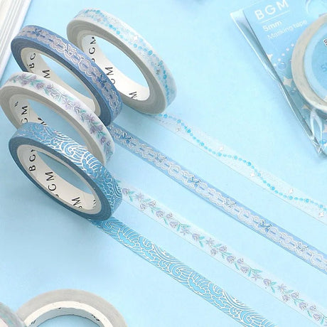 Washi Tape Silver Blue Pearl - 5 mm - 4 - BGM - Tidformera